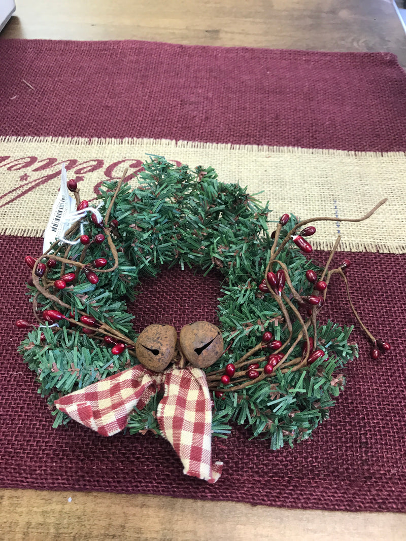 Pine Wreath w/Red Berries and Bells