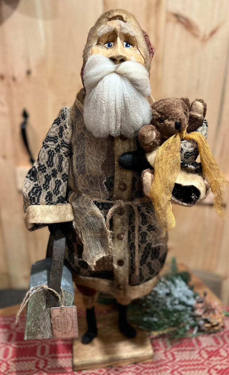 Rugged Chic Primitive Santa w Navy Blue Coat Uniquely Primitive
