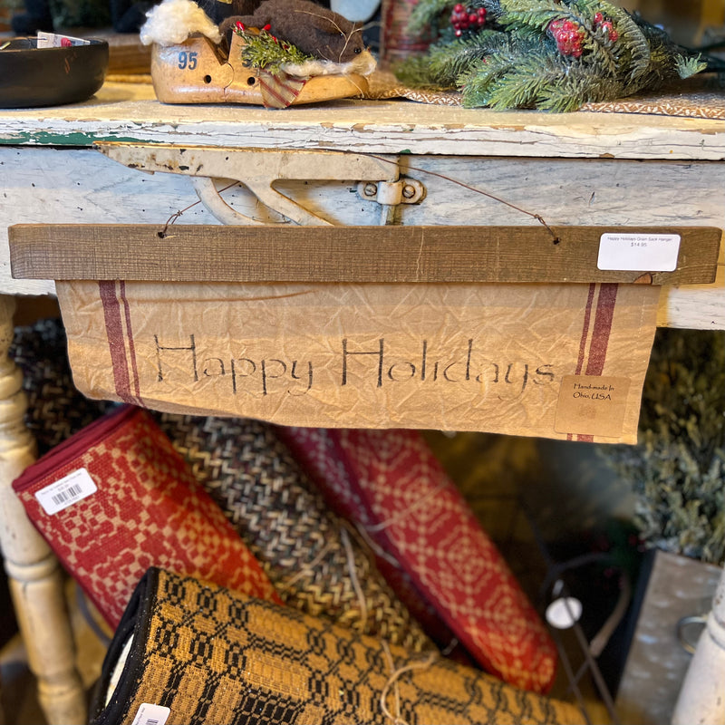 Happy Holidays Grain Sack Hanger