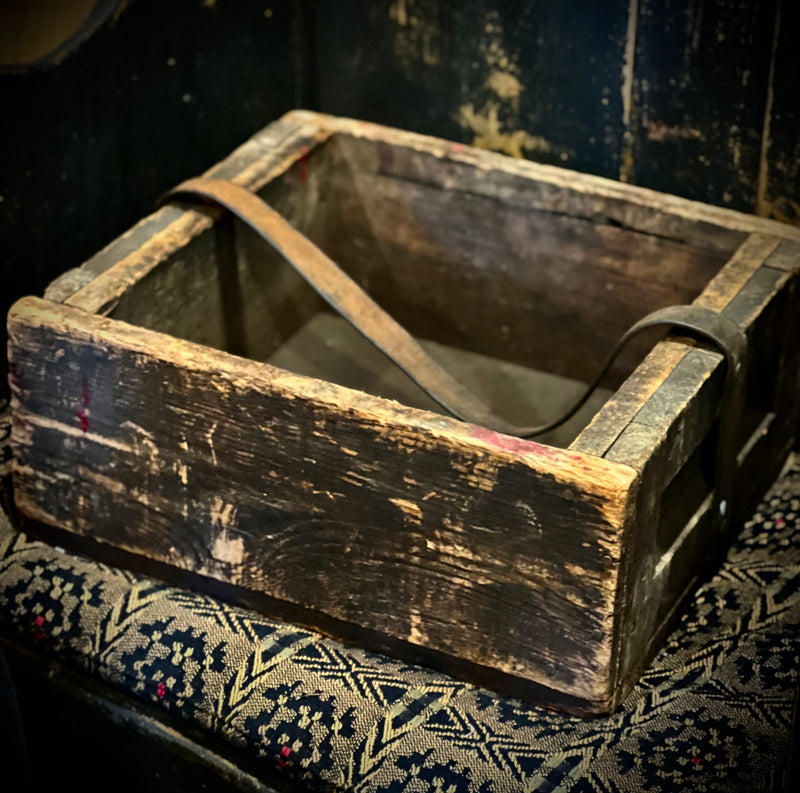 Antique Farm Box w/ Leather Strap