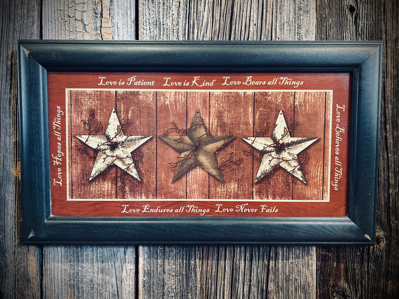 Love is Patient Distressed Black Framed Pic