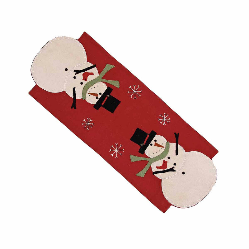 Snow Guy Table Runner: Barn Red - Nutmeg