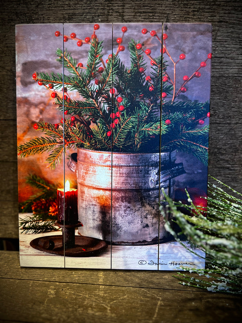 Christmas Tin Rustic Pallet Art