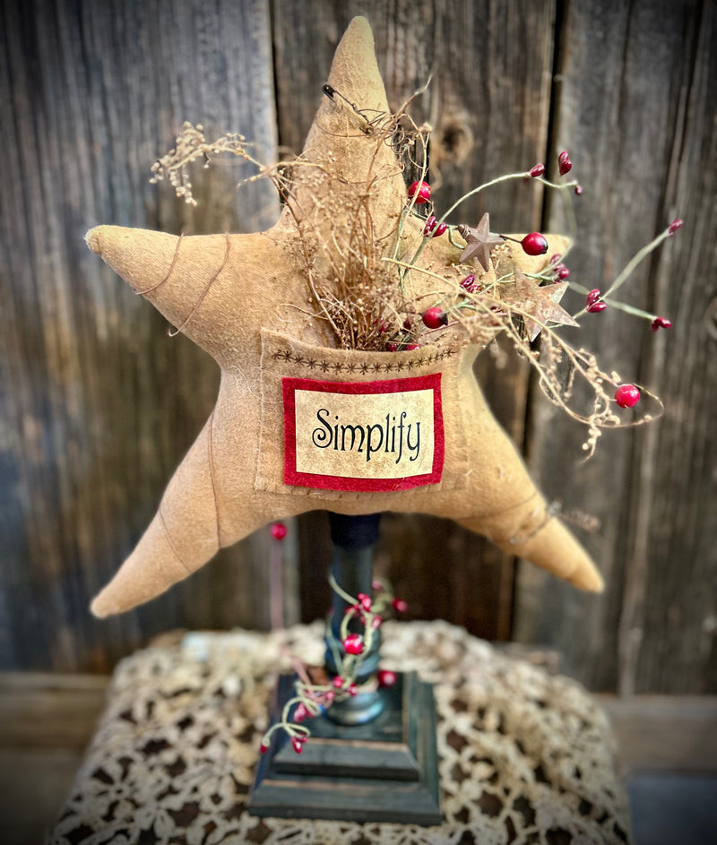Tea Stained Simplify Star on Wood Post Base