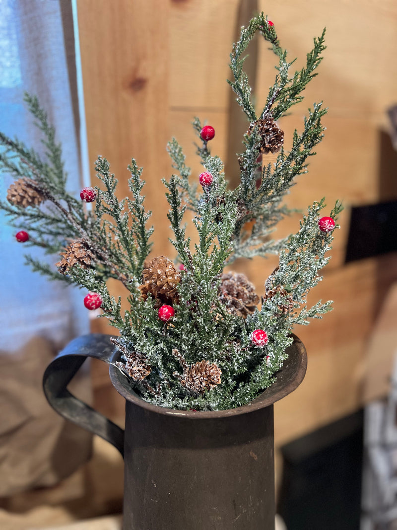 Pine Green Pick w/ Berries and Pinecones