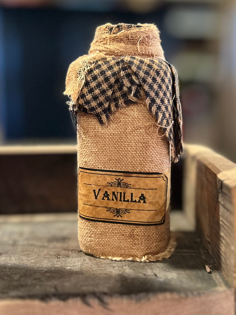 Fabric Covered Glass Spice Jar - Vanilla