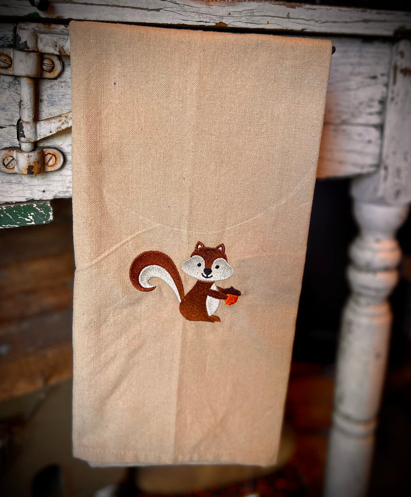 Embroidered Squirrel Hand-towel