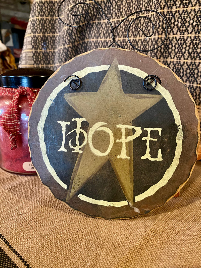Hanging Wooden Round Hope Sign