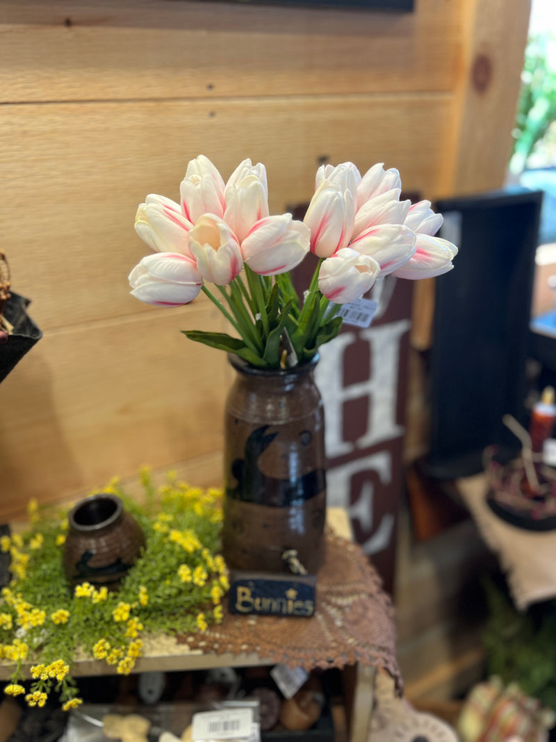 Real Feel Tulip Bundle - White & Pink 15"