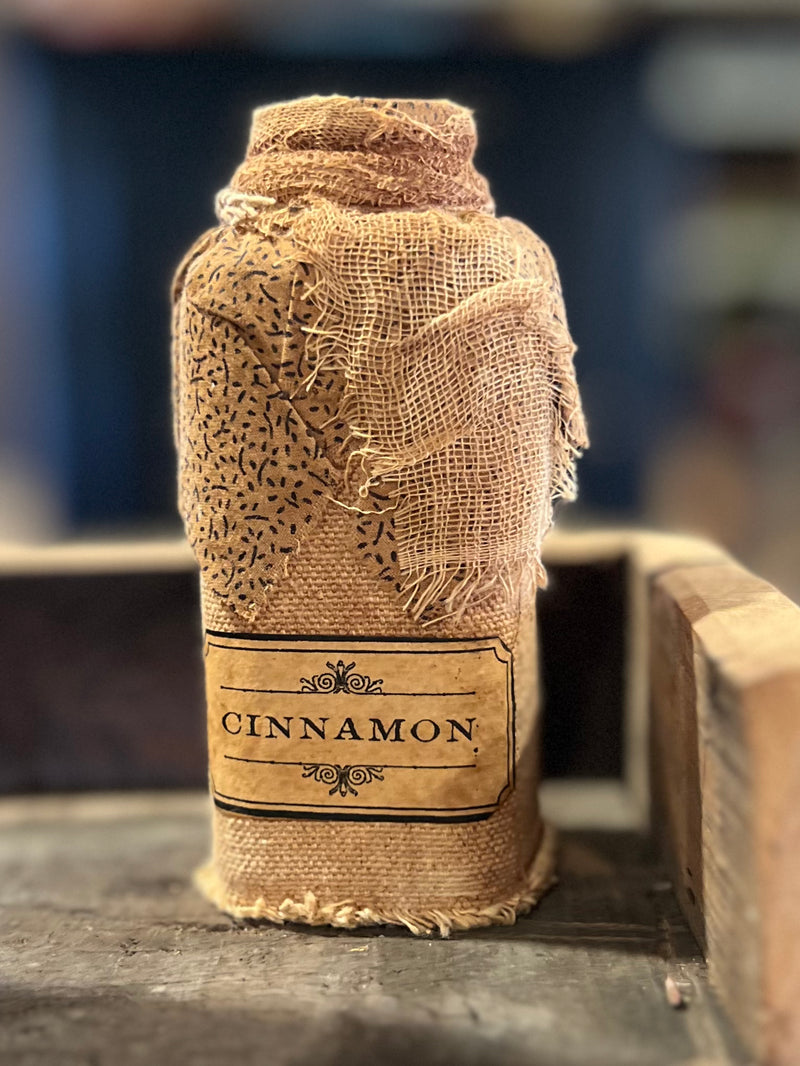 Fabric Covered Glass Spice Jar - Cinnamon