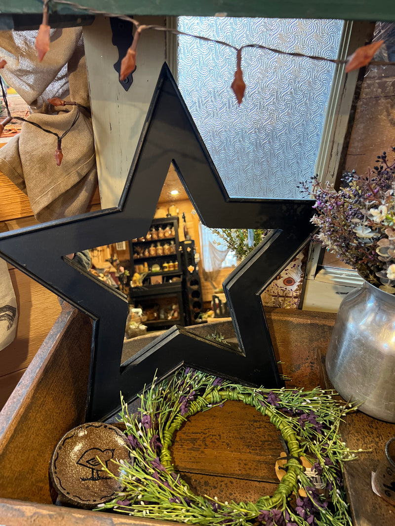 Black Wooden Star Mirror