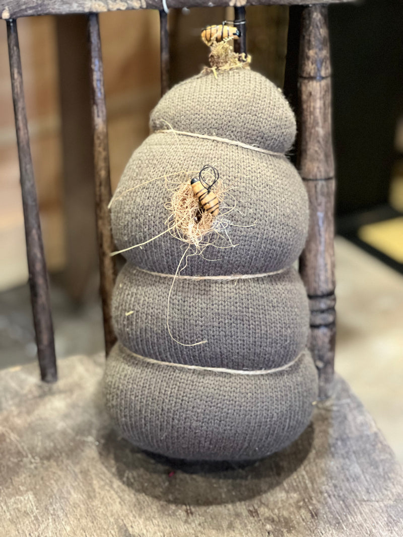 Stuffed Bee Skep Adorned w/ Bees