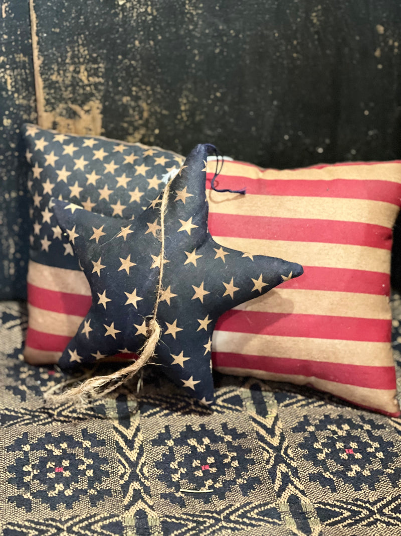 Hand Sewn Distressed Patriotic Pillow Set Star