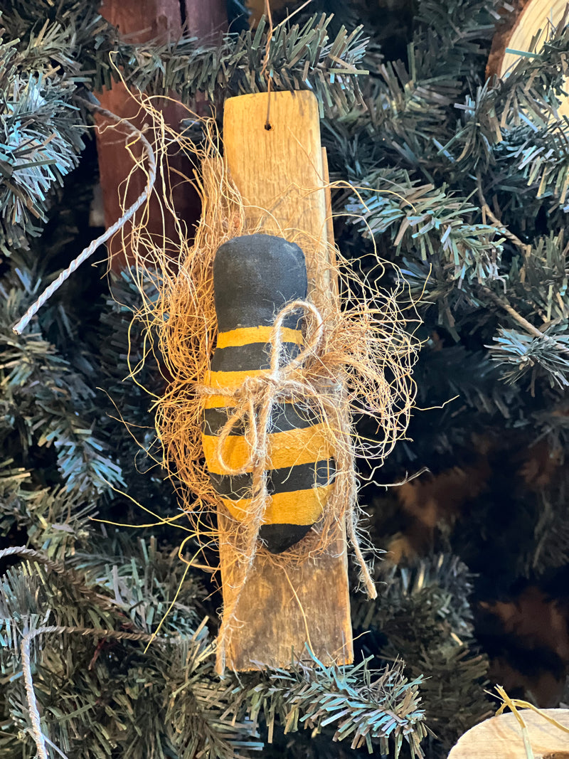 Hand Sewn Bee on Lathe Hanger