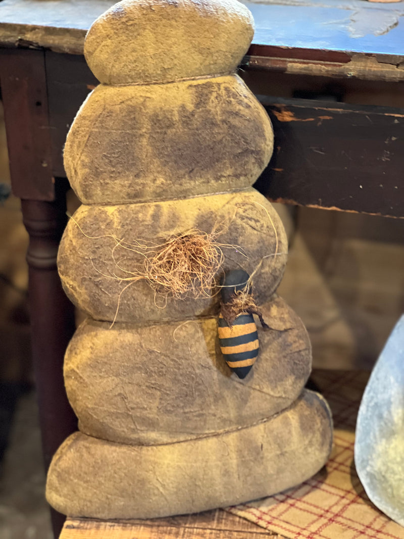 Large Aged Wool Bee Hive w/ Hand Sewn Bee