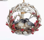 White Birch Resin Ornament w/ Chickadee