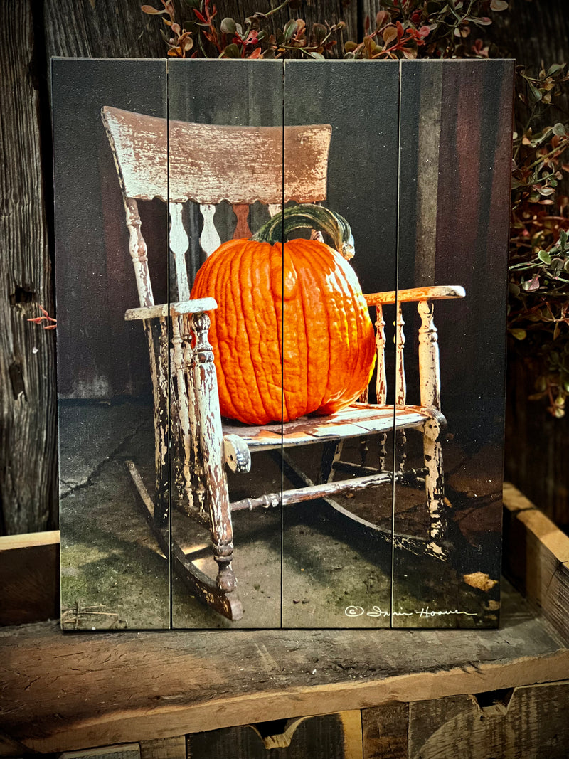 Rocking Chair Pumpkin Pallet Art by Irvin Hoover