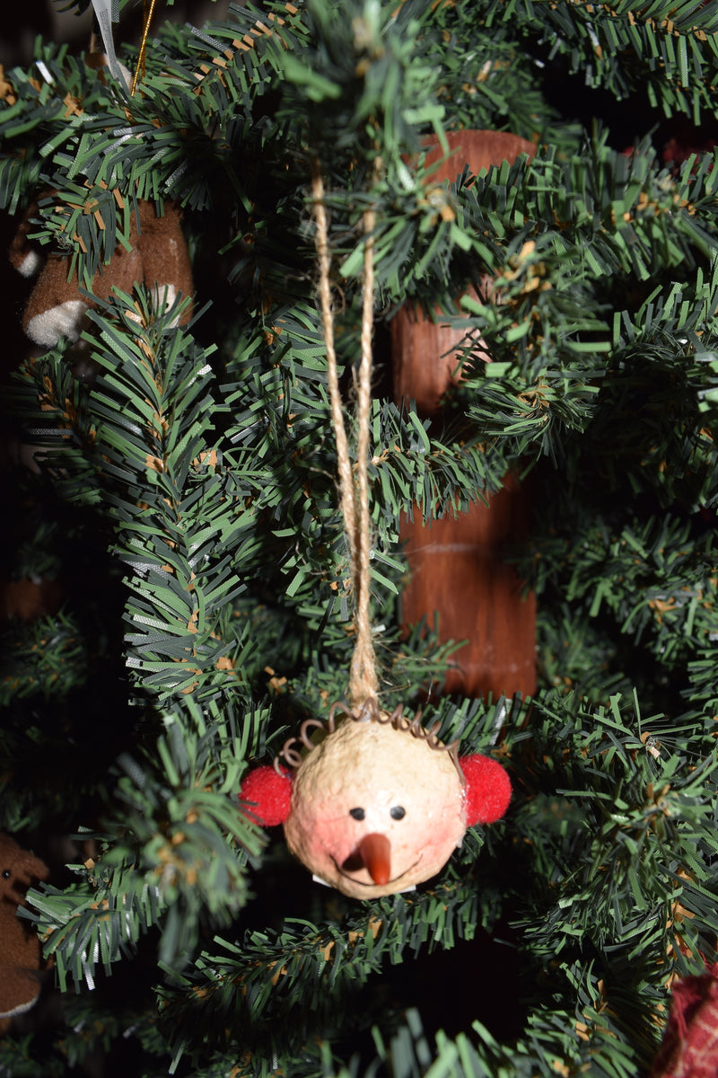 Snowman Head/Red Earmuffs Ornament
