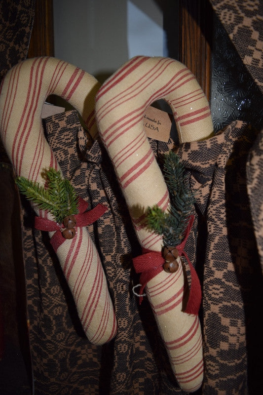Small Fabric Candy Cane w/ Greens