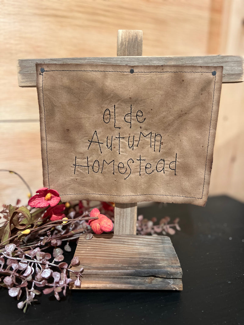 Hanging Primitive Fabric On Stand - Olde Autumn Homestead