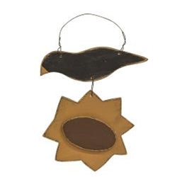 Primitive Crow and Sunflower Ornament