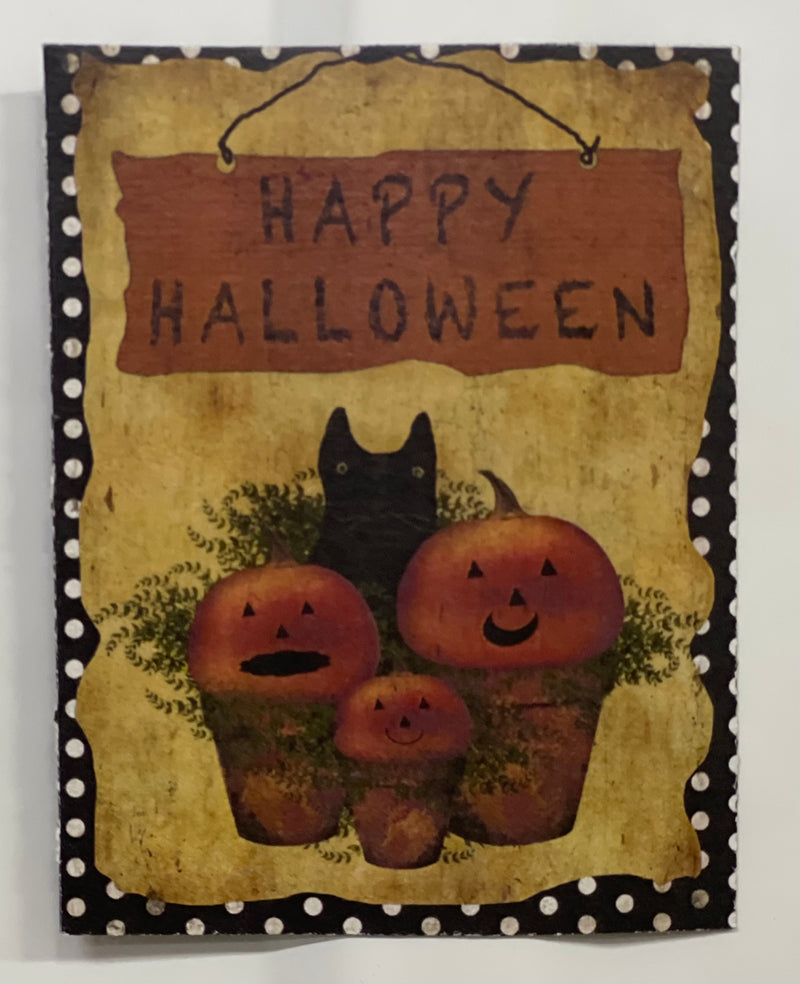 Happy Halloween w/ Black Cat & Pumpkins Magnet