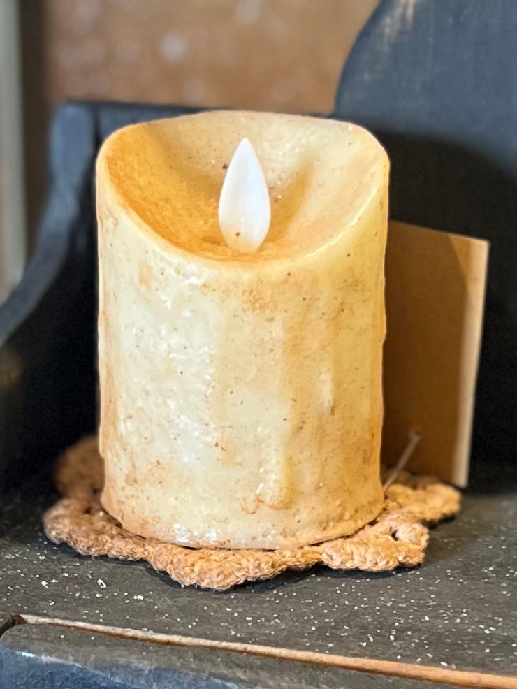 2.5 Short  Burnt Ivory Luminara Flameless Timer Candle