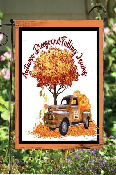 Autumn Breeze and Falling Leaves Garden Flag