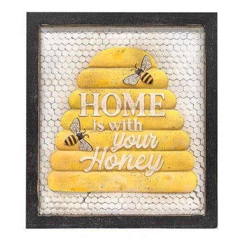 Home Is With Your Honey Framed Metal Picture