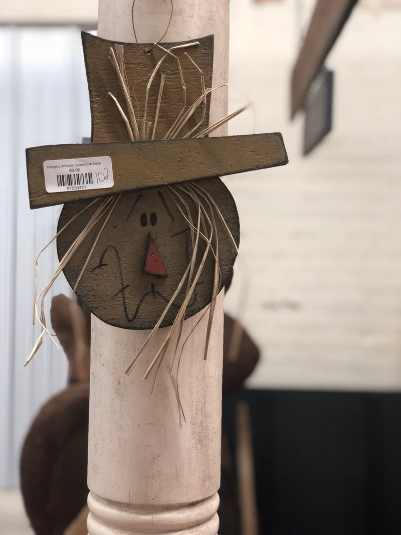 Hanging Wooden Scarecrow Head