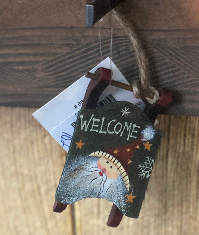 Welcome Wooden Sled Ornament