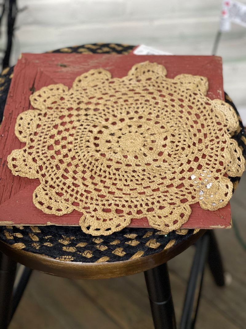 Round Tea Stained Doily 12"