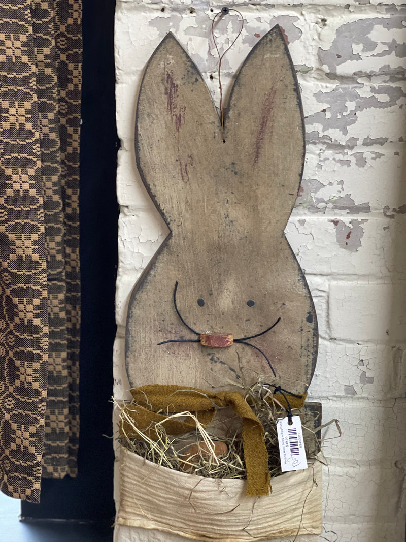 Hanging Wood Bunny w/ Egg Pocket