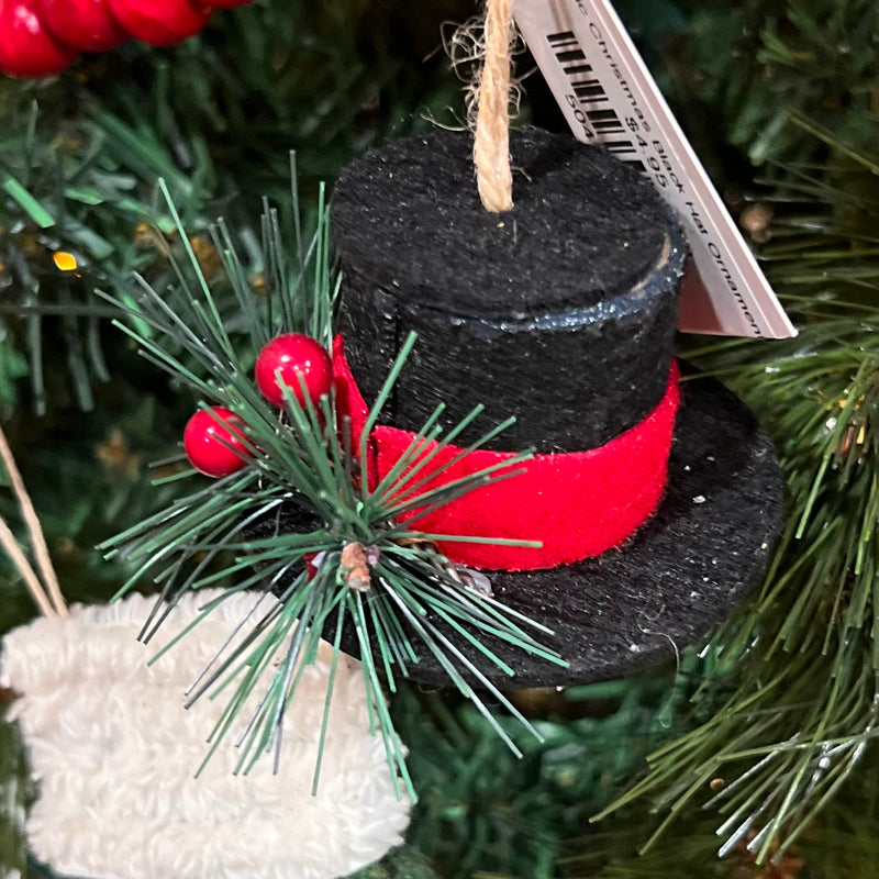 Fabric Christmas Black Hat Ornament