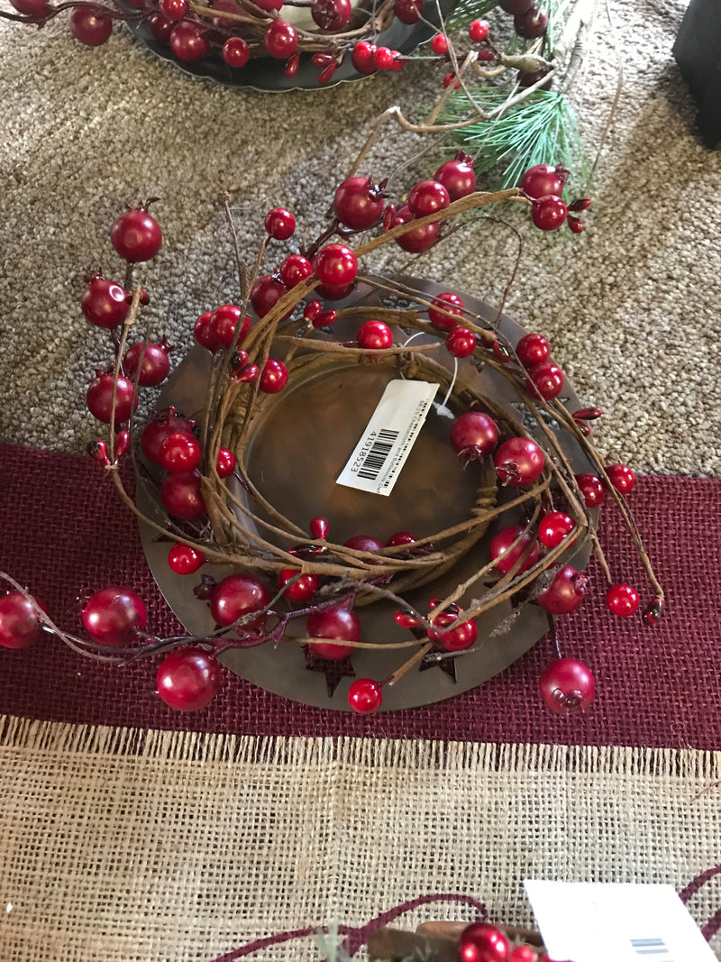 Red Berries Galore Candle Ring 3.5”