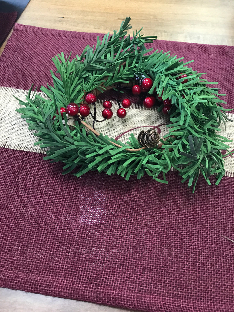 Soft Pine & Red Berry Candle Ring 4.5 “
