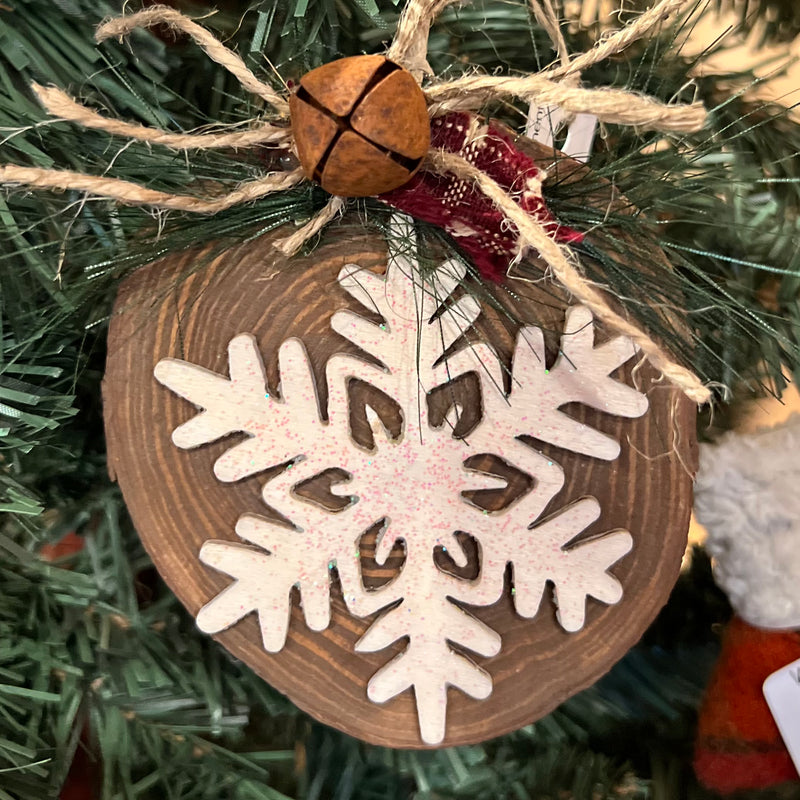 Wood Slice Snowflake Ornament