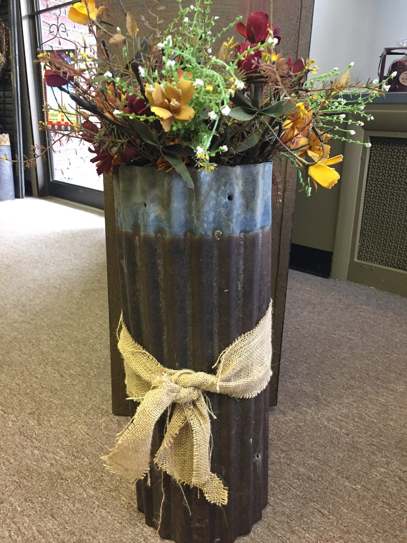 Tall Tin Container w/ Burlap Tie