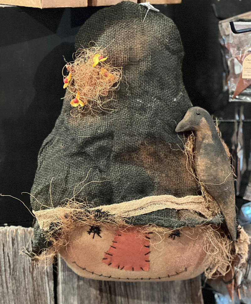 Primitive Hanging Scarecrow Head