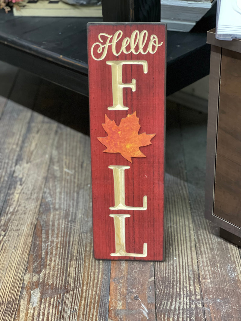 Hello Fall W/ Leaf Red