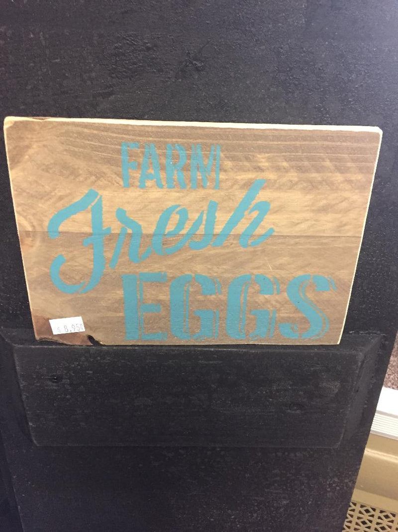 Farm Fresh Eggs Wood Sign - Turquoise Letters